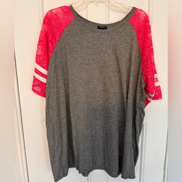 Classic Fit Heritage Slub Crew Neck Lace Sleeve Raglan Tee Torrid size 3 - Picture 1 of 4